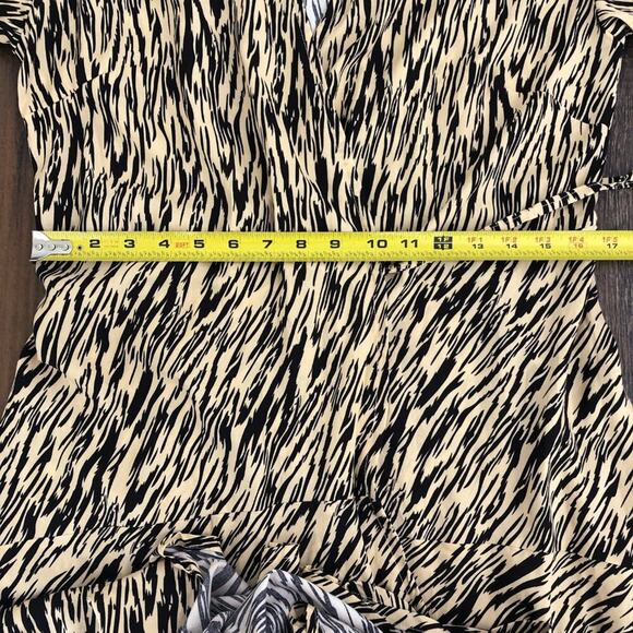 ELF Made by Hand Set Sail Wrap Dress Midi Puff Sleeves Size Large Tan Brown - Picture 13 of 16